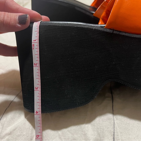 Bamboo Barbie Platform Orange Faux Leather Sandals 90s NIB Super Platform Summer - Picture 7 of 12